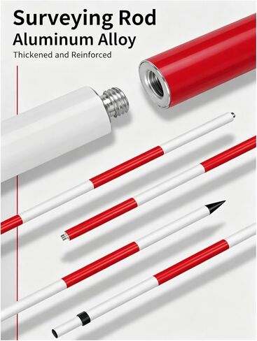 Aluminum Alloy Prism Pole - 2m Universal Surveying Grade Rod for Total Station, Land & Road Work, Durable & Lightweight Equipment for Accurate Measurements in Kuwait