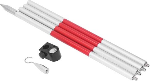 4 Section Prism Pole Aluminum Alloy Surveying Prism Rod with Level Bubble and Thickened Design for Total Station and Ground Measurement in Kuwait