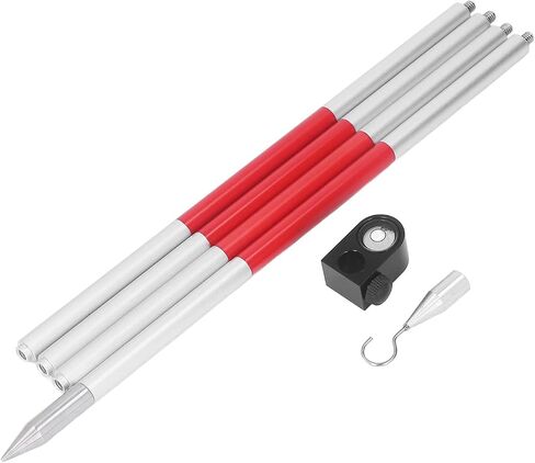 4 Section Prism Pole Aluminum Alloy Surveying Prism Rod with Level Bubble and Thickened Design for Total Station and Ground Measurement in Kuwait