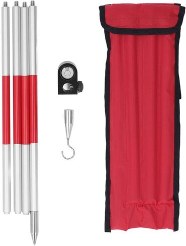 4 Section Prism Pole Aluminum Alloy Surveying Prism Rod with Level Bubble and Thickened Design for Total Station and Ground Measurement in Kuwait