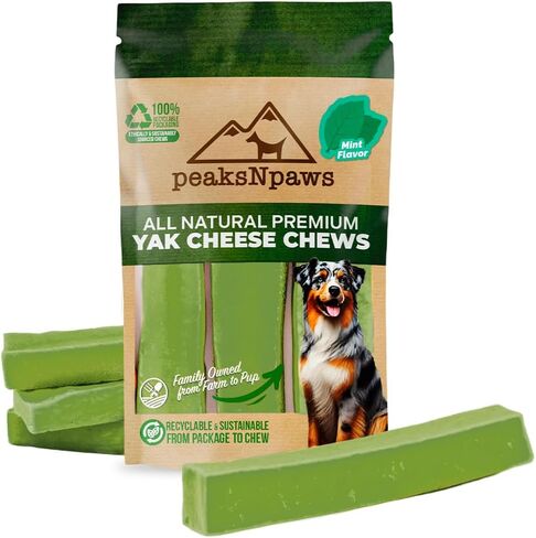 Yak Cheese Himalayan Dog Chews with Mint, High Protein, Natural Dog Treats, Dog Dental Chew Sticks for Aggressive Chewers, Long Lasting Treat for Small, Medium & Large Dogs, 3 Chews in Kuwait