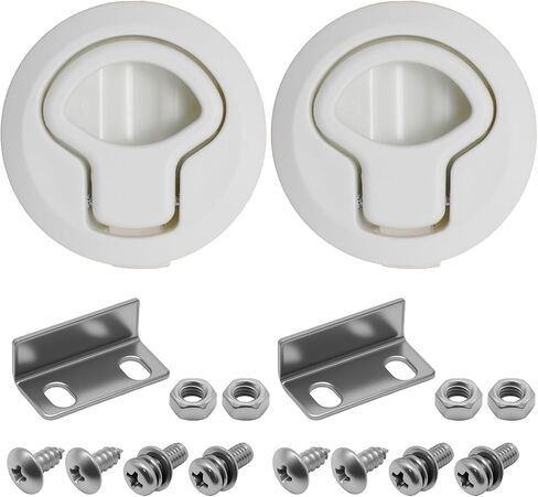 MDEOOSKY 2 PCS 2" Flush Pull Latch, White ABS Plastic with Steel Hardware, Slam Latch for Boat RV Cabin Door Hatch Electrical Box in Kuwait