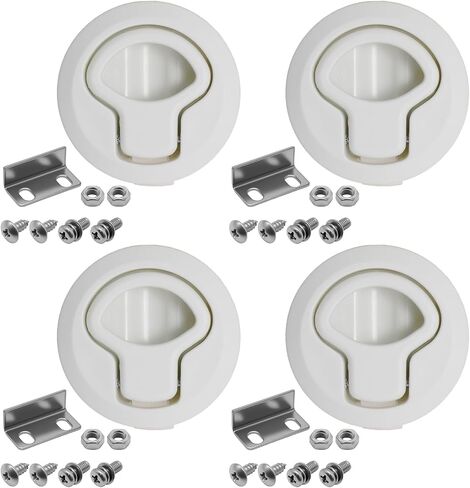 MDEOOSKY 2 PCS 2" Flush Pull Latch, White ABS Plastic with Steel Hardware, Slam Latch for Boat RV Cabin Door Hatch Electrical Box in Kuwait