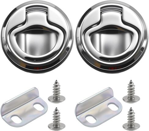 MDEOOSKY 2 PCS 2" Flush Pull Latch, White ABS Plastic with Steel Hardware, Slam Latch for Boat RV Cabin Door Hatch Electrical Box in Kuwait