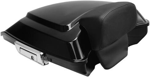 Rear Bag Latch Backrest Compatible With Motorcycle Razor Luggage Trunk For Touring Street Road 2014–2025(Color Name: Vivid Black Trunk) in Kuwait