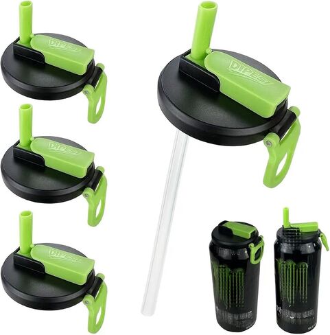 ORIGINAL CREATOR - DIPESI 4 Pack Soda Can Lids with Straws,Inspired by Energy Drink Can Colors – Fits fit Standard 12oz/16oz Cans in Kuwait