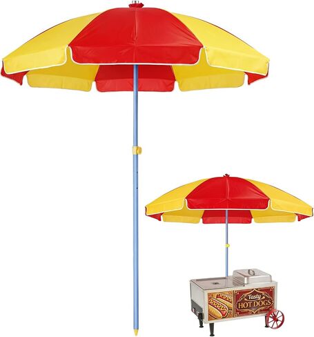 6.5ft Commercial Hot Dog Cart Umbrella, 7.5ft High Pole UV Blocking Waterproof Canopy for Outdoor Food Truck Mobile Vendors Catering Stand in Saudi Arabia
