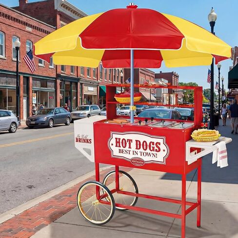 6.5ft Commercial Hot Dog Cart Umbrella, 7.5ft High Pole UV Blocking Waterproof Canopy for Outdoor Food Truck Mobile Vendors Catering Stand in Saudi Arabia