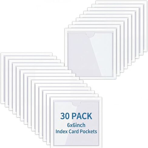 CHINCO 30 PACK SELF -DESIVE INDEX MOICTS مع أعلى مفتوح للتحميل - حامل بطاقة الفهرس المثالي لتنظيم وحماية البلاستيك الشفاف (3.7 × 2.3 بوصة) in Kuwait