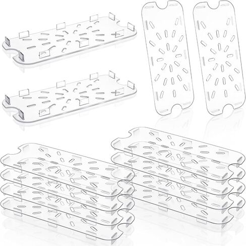 12 PCS Clear Plastic Drain Pan Grate for 1/3 Size Food Pan - Acrylic Drying Rack, Vegetable Tray for Kitchen Sink, Dishwasher Safe, Restaurant & Hotel Use in Kuwait