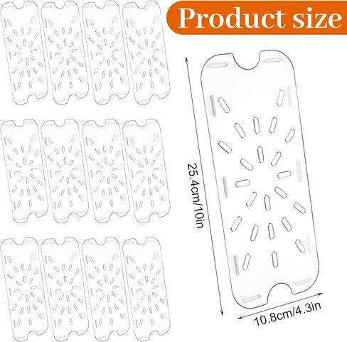 12 PCS Clear Plastic Drain Pan Grate for 1/3 Size Food Pan - Acrylic Drying Rack, Vegetable Tray for Kitchen Sink, Dishwasher Safe, Restaurant & Hotel Use in Kuwait