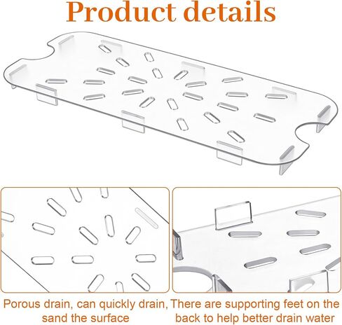 12 PCS Clear Plastic Drain Pan Grate for 1/3 Size Food Pan - Acrylic Drying Rack, Vegetable Tray for Kitchen Sink, Dishwasher Safe, Restaurant & Hotel Use in Kuwait