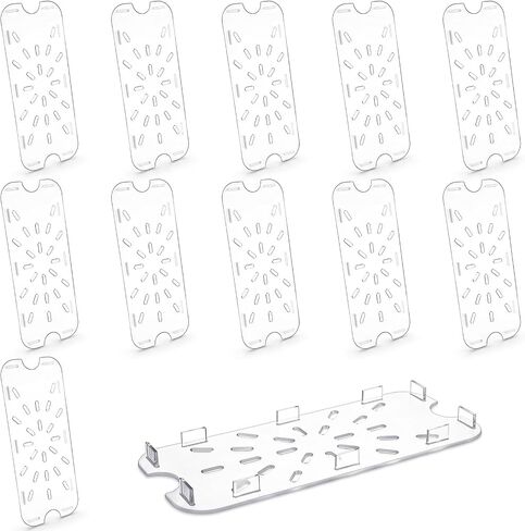 12 PCS Clear Plastic Drain Pan Grate for 1/3 Size Food Pan - Acrylic Drying Rack, Vegetable Tray for Kitchen Sink, Dishwasher Safe, Restaurant & Hotel Use in Kuwait