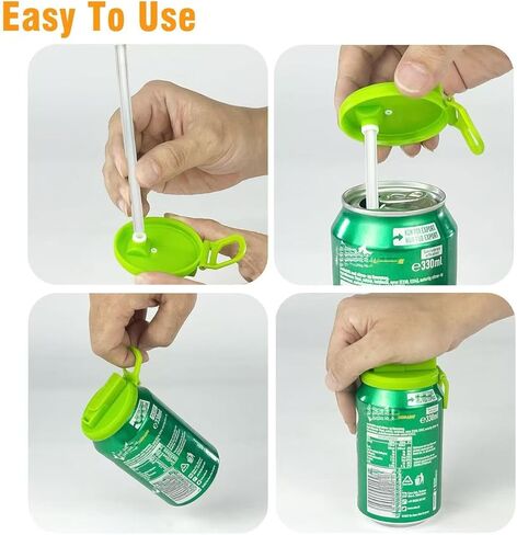 ORIGINAL CREATOR - DIPESI 2 Color Soda Can Lids with Straw- Set of 2, Reusable pop can lids for Canned,BPA-Free Can Covers for Soda, Leak-Proof Design(Purple & Green) in Kuwait