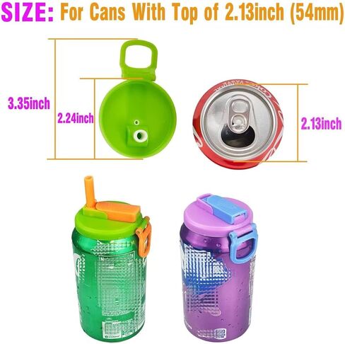 ORIGINAL CREATOR - DIPESI 2 Color Soda Can Lids with Straw- Set of 2, Reusable pop can lids for Canned,BPA-Free Can Covers for Soda, Leak-Proof Design(Purple & Green) in Kuwait