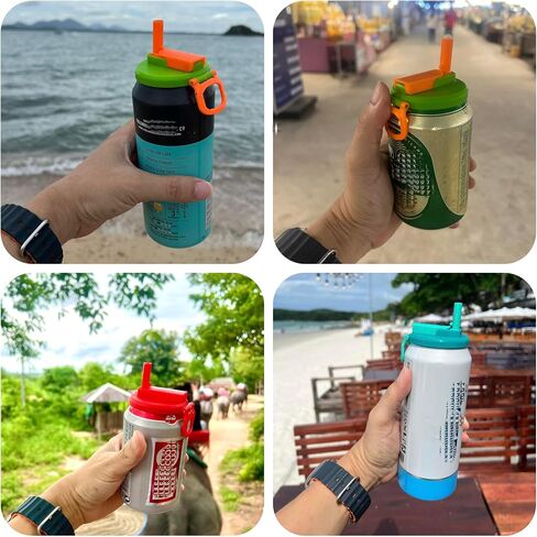 ORIGINAL CREATOR - DIPESI 2 Color Soda Can Lids with Straw- Set of 2, Reusable pop can lids for Canned,BPA-Free Can Covers for Soda, Leak-Proof Design(Purple & Green) in Kuwait