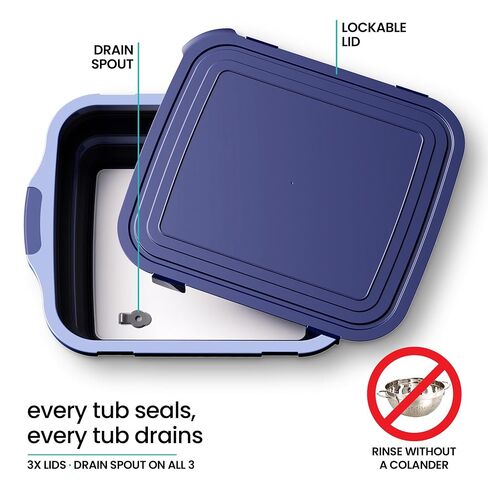 Collapsible BBQ Prep Tub with Lids and Drain Spouts, 3 Pack Portable Meat Marinating and Grilling Trays, Cutting Board Food Storage Containers for Outdoor Cooking, Camping, Tailgating and Kitchen Prep in Saudi Arabia
