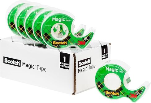 Scotch Magic Tape, Invisible, Home Office Supplies and Back to School Supplies for College and Classrooms, 6 Rolls with Dispensers in Kuwait