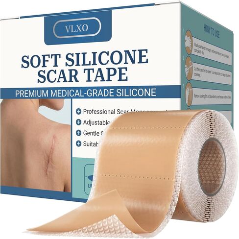 Silicone Scar Tape Roll (60" x 1.6") for Surgical & C-Section Scars | Clinically validated treatment strips and sheets. Highly effective for fading tummy tuck, keloid, and hypertrophic scars in Kuwait