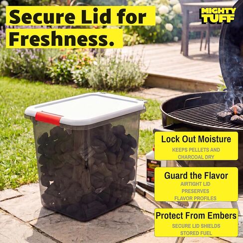 Mighty Tuff 20 lb Pellet Storage Container, Airtight Storage Bin with Locking Latch, Durable Plastic Container with Lid for Dry Pellet Storage, Kitchen Pantry Organization in Kuwait