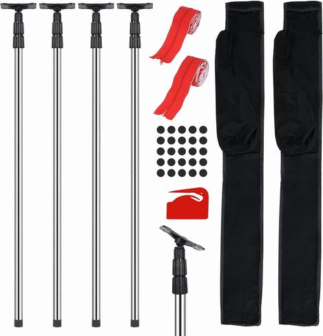 4 Pack Dust Barrier Poles Kit with Carry Bag, 10Ft Adjustable Zipper Wall Poles, Dust Containment Pole, Steel Telescoping Support Pole for Temporary Dust Barrier System, Home Renovation/Construction in Kuwait