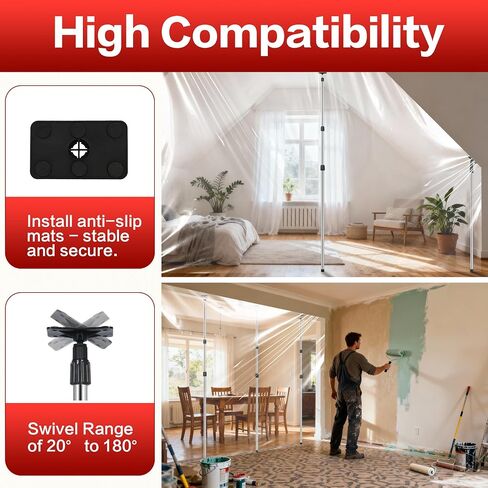 4 Pack Dust Barrier Poles Kit with Carry Bag, 10Ft Adjustable Zipper Wall Poles, Dust Containment Pole, Steel Telescoping Support Pole for Temporary Dust Barrier System, Home Renovation/Construction in Kuwait