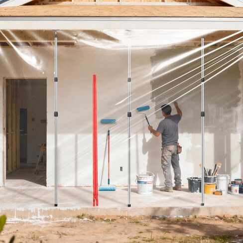 4 Pack Dust Barrier Poles Kit with Carry Bag, 10Ft Adjustable Zipper Wall Poles, Dust Containment Pole, Steel Telescoping Support Pole for Temporary Dust Barrier System, Home Renovation/Construction in Kuwait