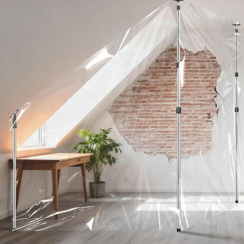4 Pack Dust Barrier Poles Kit with Carry Bag, 10Ft Adjustable Zipper Wall Poles, Dust Containment Pole, Steel Telescoping Support Pole for Temporary Dust Barrier System, Home Renovation/Construction in Kuwait