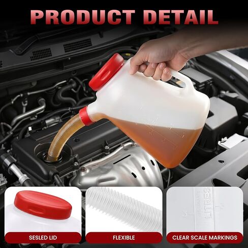 2 Pack 5L Automotive Fluid Jug with Separators Retractable Spouts for Motor Oil Change Automotive Home Garage,Professional Auto Repair,DIY Car Oil Change in Kuwait