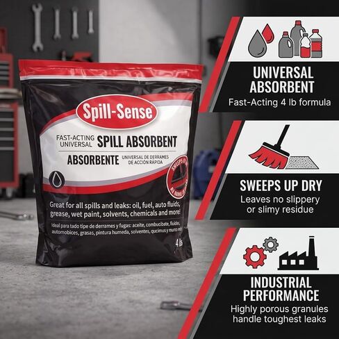 Fast-Acting Universal Spill Absorbent Granules, 4 lbs – Oil, Fuel, Grease, Solvent & Chemical Cleanup, Sweeps Up Dry, No Residue in Kuwait