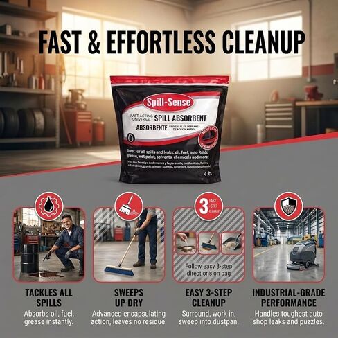 Fast-Acting Universal Spill Absorbent Granules, 4 lbs – Oil, Fuel, Grease, Solvent & Chemical Cleanup, Sweeps Up Dry, No Residue in Kuwait