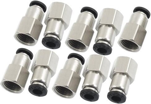 uxcell 10 Pcs 1/4" PT Female Thread 6mm Push in Joint Pneumatic Quick Fittings in Kuwait
