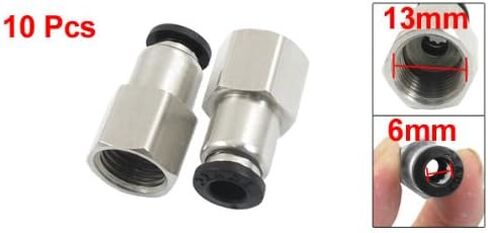 uxcell 10 Pcs 1/4" PT Female Thread 6mm Push in Joint Pneumatic Quick Fittings in Kuwait