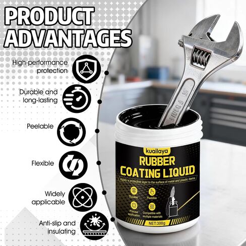 Rubber Dip for Tools, Liquid Rubber Dip Tool Handle Dip Coating Effective Protection Slip Resistance Waterproof and Insulating Easy to Peel for Tool Protection Creative DIY, Black 300g in Saudi Arabia