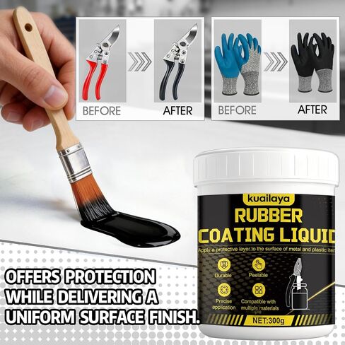 Rubber Dip for Tools, Liquid Rubber Dip Tool Handle Dip Coating Effective Protection Slip Resistance Waterproof and Insulating Easy to Peel for Tool Protection Creative DIY, Black 300g in Saudi Arabia
