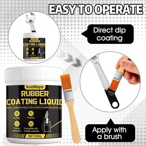 Rubber Dip for Tools, Liquid Rubber Dip Tool Handle Dip Coating Effective Protection Slip Resistance Waterproof and Insulating Easy to Peel for Tool Protection Creative DIY, Black 300g in Saudi Arabia