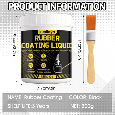 Rubber Dip for Tools, Liquid Rubber Dip Tool Handle Dip Coating Effective Protection Slip Resistance Waterproof and Insulating Easy to Peel for Tool Protection Creative DIY, Black 300g in Saudi Arabia
