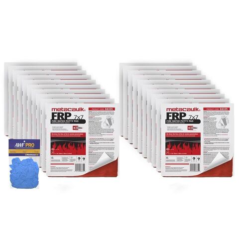 Rectorseal Metacaulk Firestop Putty Pads 7" x 7" – Fire-Rated Intumescent Electrical Box Pads, Non-Curing Firestop Material, Pack of 20 with AWF PRO Gloves in Saudi Arabia