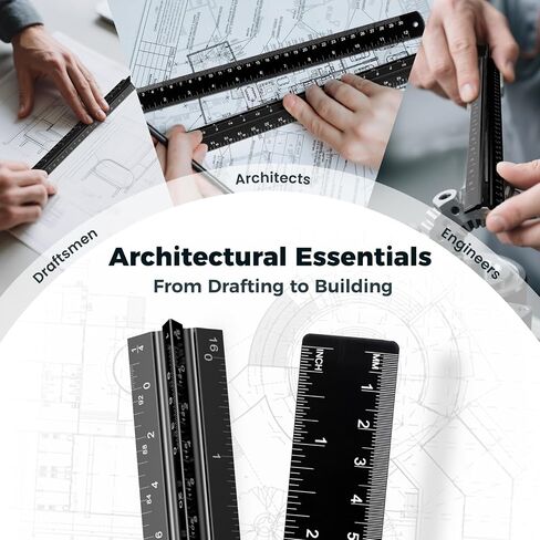 2PCS حاكم المقياس المعماري ، 12 "مقياس مهندس الألومنيوم ، مقياس ثلاثي ، حاكم المقياس ، حاكم مثلث ، حاكم صياغة ، حاكم مهندس المعماري ، حاكم المعادن ، حاكم الهندسة المعمارية (Black) in Kuwait