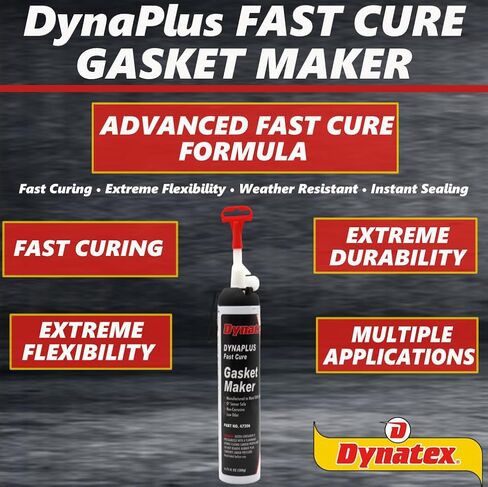 علبة Dynatex DynaPlus Fast Cure Gasket سعة 6.75 أونصة سائلة - علاج سريع، آمن للاستشعار، غير قابل للتآكل، رائحة منخفضة، تصل إلى 500 درجة فهرنهايت، صنع في الولايات المتحدة الأمريكية (عبوتان) in Kuwait