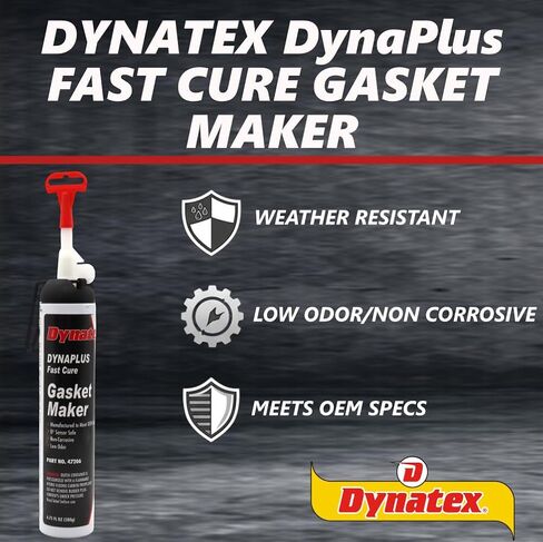 علبة Dynatex DynaPlus Fast Cure Gasket سعة 6.75 أونصة سائلة - علاج سريع، آمن للاستشعار، غير قابل للتآكل، رائحة منخفضة، تصل إلى 500 درجة فهرنهايت، صنع في الولايات المتحدة الأمريكية (عبوتان) in Kuwait