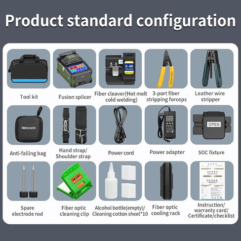 Fiber Optic Fusion Splicer S-70 Six Motor Core Alignment Automatic Fiber Optical Welding Splicing 8S Heating 18S FTTH Splicer Kit with 5200mAh Battery for SM/MM Cable Installation in Kuwait