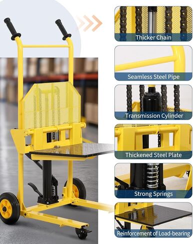 Hydraulic Material Lift, Heavy Duty 440lbs Capacity Pallet Truck Dolly, Lift Table,Fork Lift, 36" Max Lift Winch Stacker,Multifunctional Hydraulic Hand Truck with Steel Platform Board,Adjustable Forks in Saudi Arabia