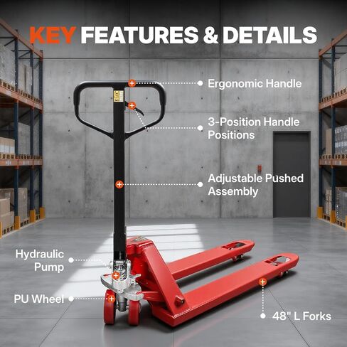 NORTHSKY Manual Pallet Jack – Narrow Heavy Duty Manual Forklift, 5500 lbs Capacity, 48" L x 21" W Forks, Durable PU Wheels, Warehouse & Factory Use in Kuwait