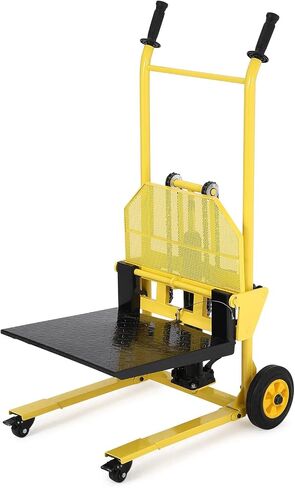 Hydraulic Material Lift with Steel Platform Board, 440lbs Capacity Pallet Truck Dolly, Lift Table, 36" Max Lift Winch Stacker, Multifunctional Hydraulic Hand Truck Fork Lift, Adjustable Forks in Kuwait