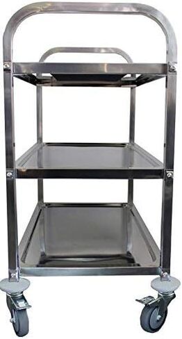 Stainless Steel 3-Shelf Utility Cart | 33" x 18" x 36" | 400 lb Capacity | Knockdown Food Service Cart with Casters for Kitchen, Restaurant, and Utility Use in Saudi Arabia