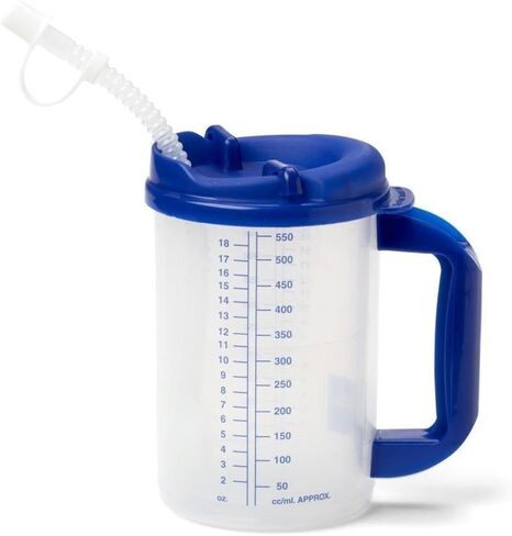 Sandhill Tools 20 oz Insulated Hospital Mug with Lid & Handle, Clear | Flexible Straw, Graduated Markings, Bedside Water Cup, For Elderly & Patient Care, Nursing Home Use in Kuwait