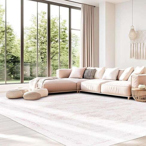 6x9 ft Area Rug Pink – Boho Indoor Rug, Machine Washable, Low Pile, Non-Slip, for Living Room, Bedroom, Dining, Home Office in Saudi Arabia