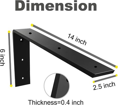 WINKER كونترتوب دعم قوس 3 حزمة الثقيلة 3/8 "سميكة مخفية L قوس الرف 10" × 6 "× 2.5" كوربيلز معدنية للكوارتز/الجرانيت/الخشب/الخرسانة/أسطح كونترتوب صفائحية، أسود in Kuwait