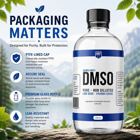 DMSO Liquid 99.9% Pure Low Odor, 8 oz Glass Bottle, Dimethyl Sulfoxide in Kuwait